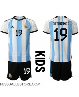 Günstige Argentinien Nicolas Otamendi #19 Heimtrikotsatz Kinder WM 2022 Kurzarm (+ Kurze Hosen)